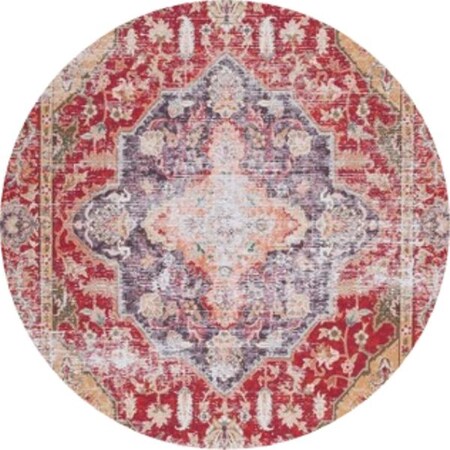 Safavieh 6 x 6 ft. Tucson Southwestern Power Loomed Round Rug; Rust & Gold TSN131P-6R